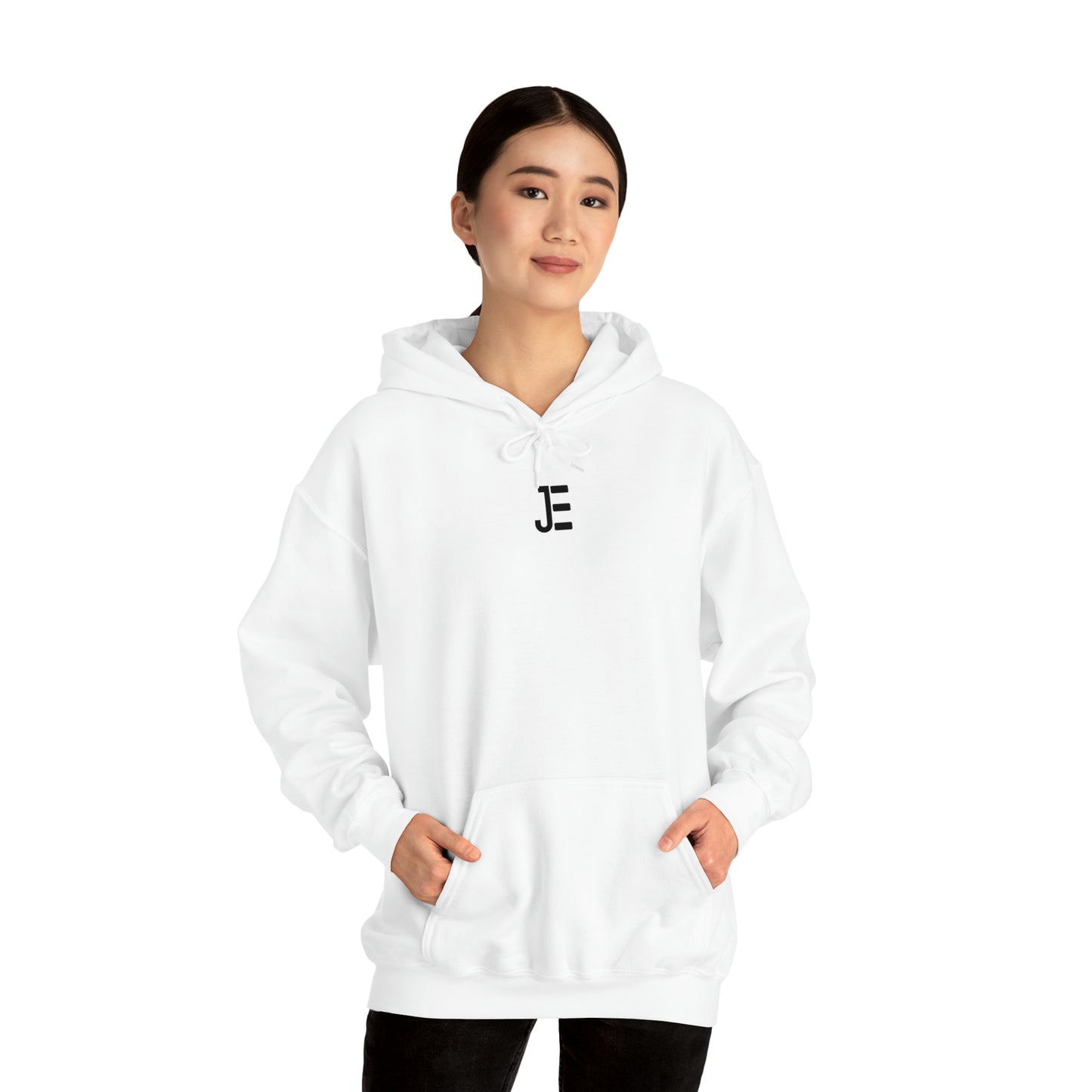 Front / Back JE Black Letter Logo Hooded Sweatshirt
