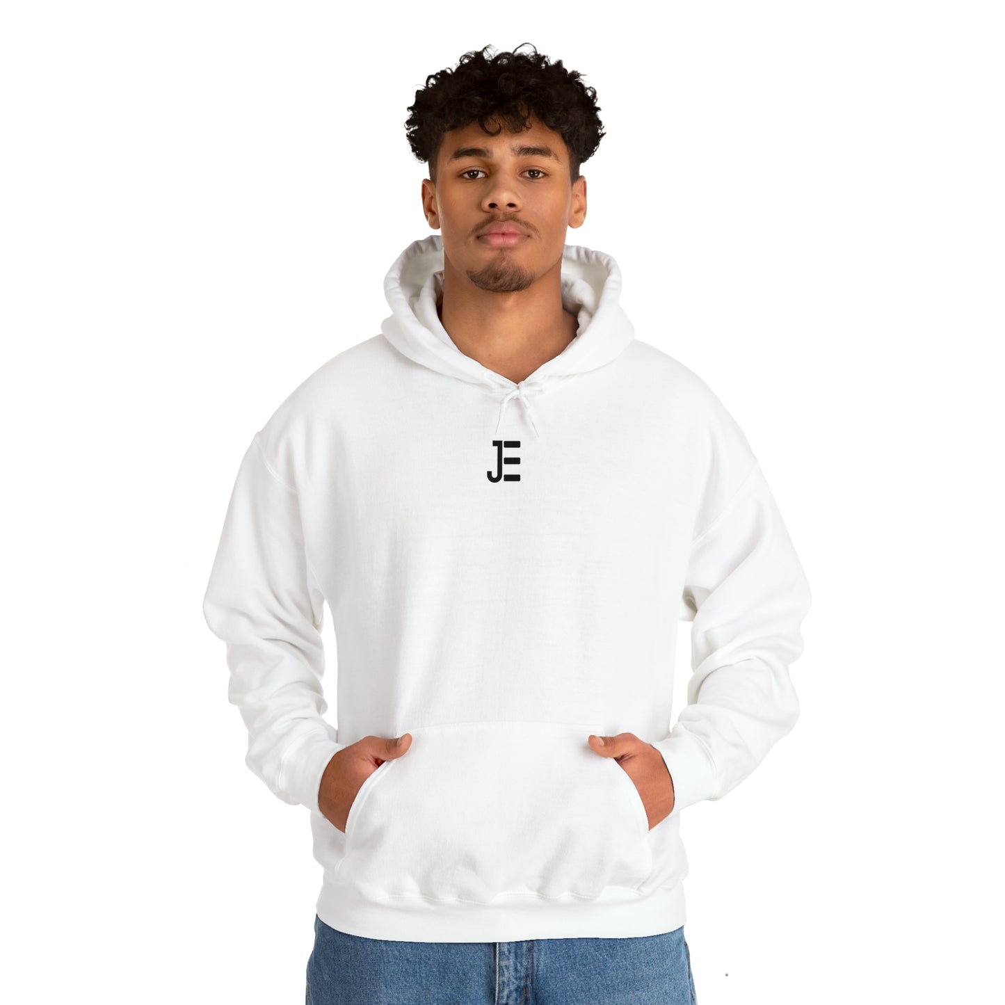 Front / Back JE Black Letter Logo Hooded Sweatshirt