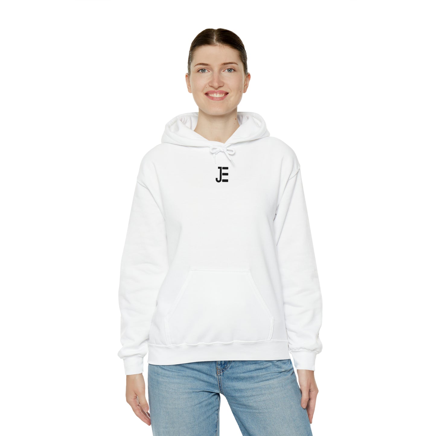 Front / Back JE Black Letter Logo Hooded Sweatshirt