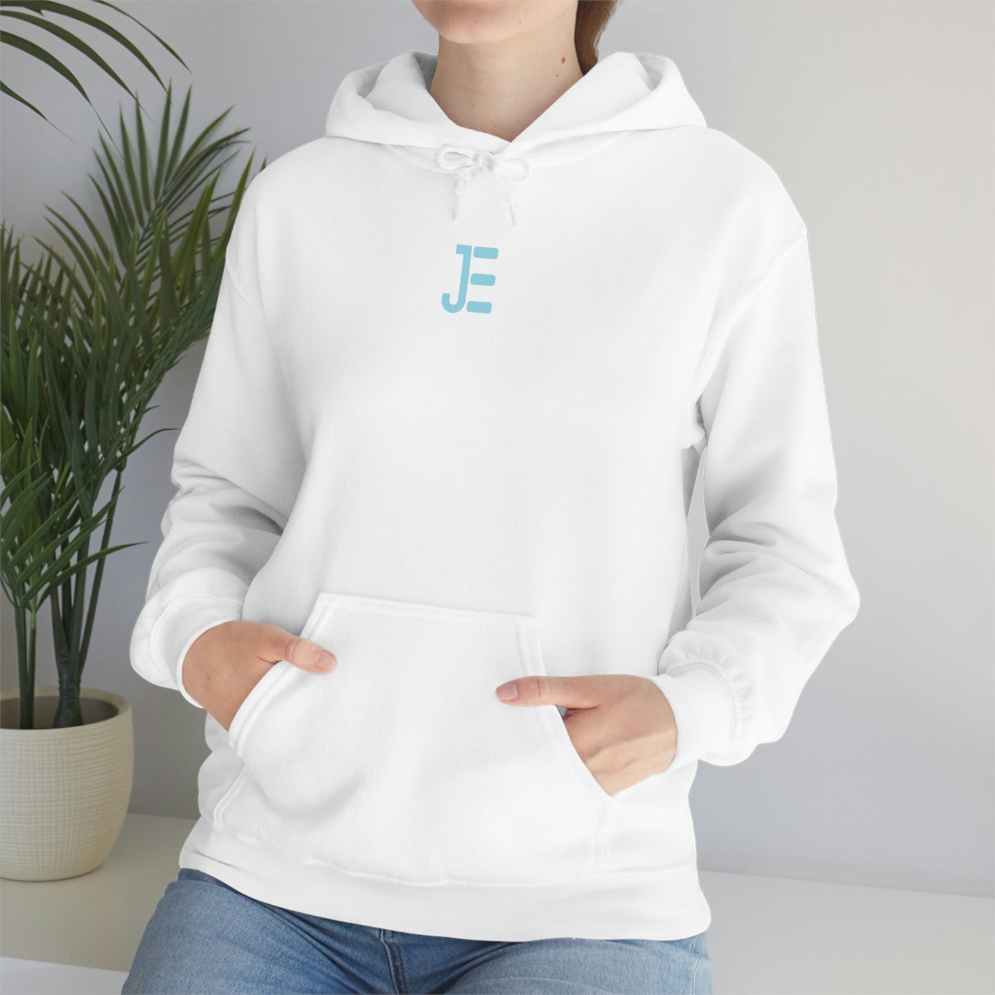 Front / Back JE Blue Letter Logo Hooded Sweatshirt