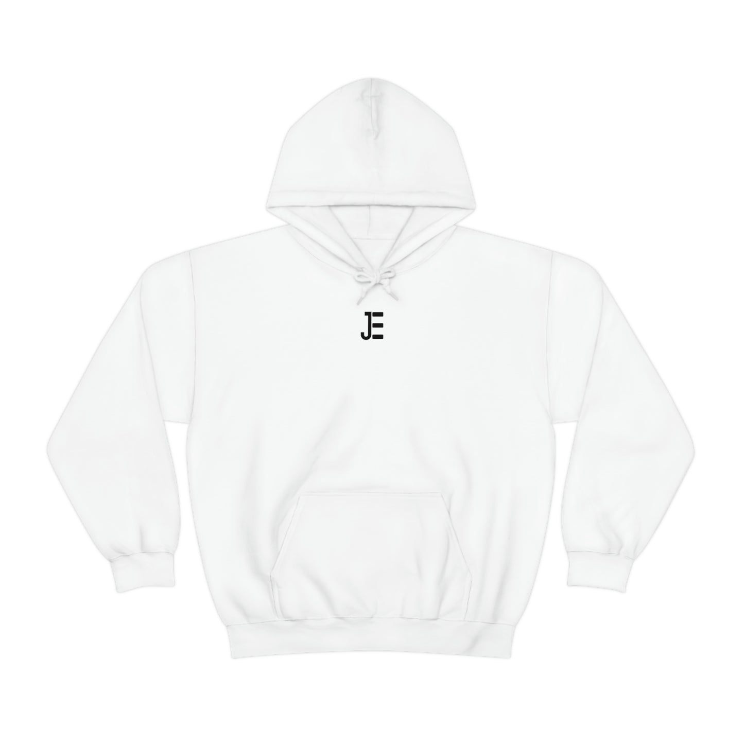 Front JE Black Letter Logo Hooded Sweatshirt