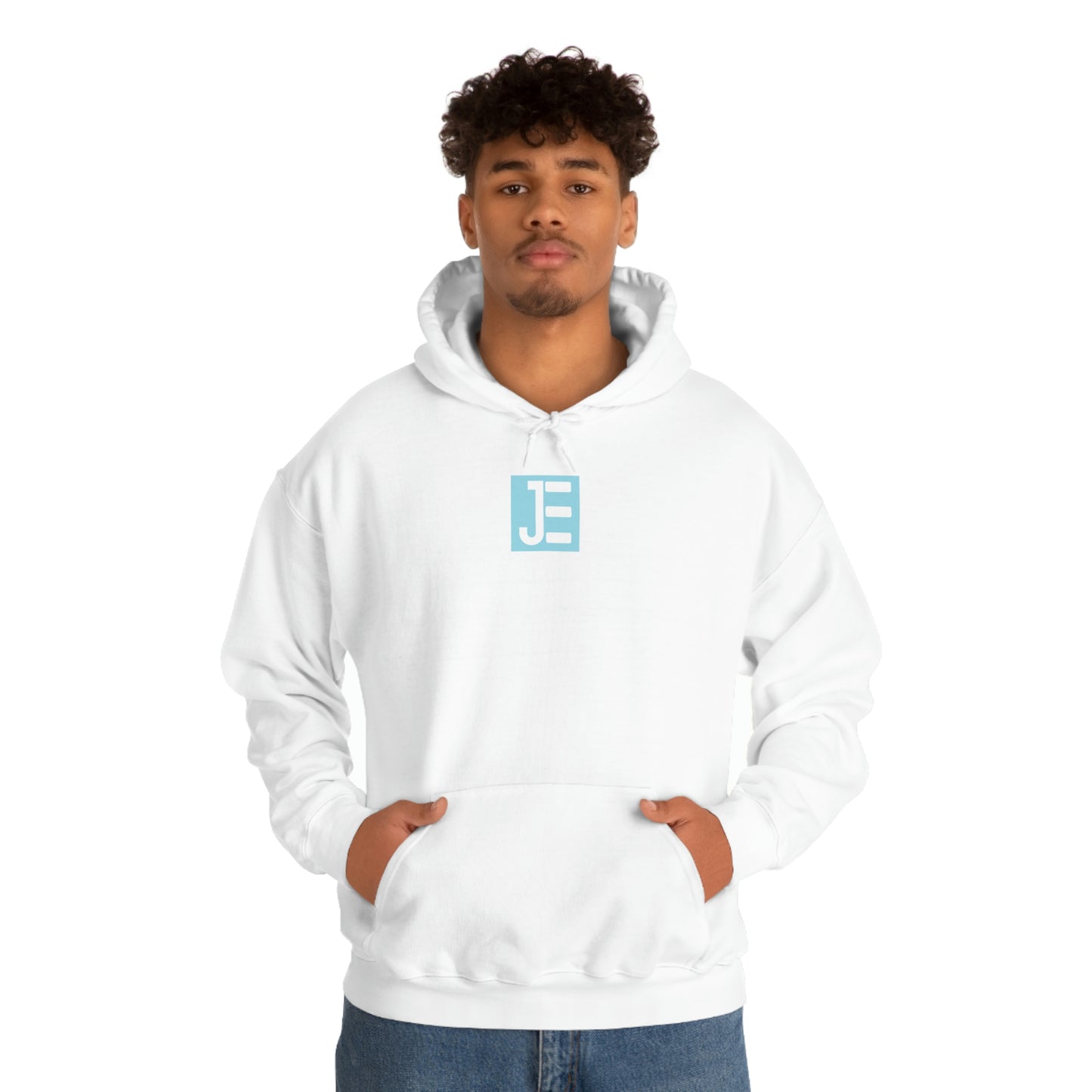 Front / Back JE Blue Letter Logo Hooded Sweatshirt