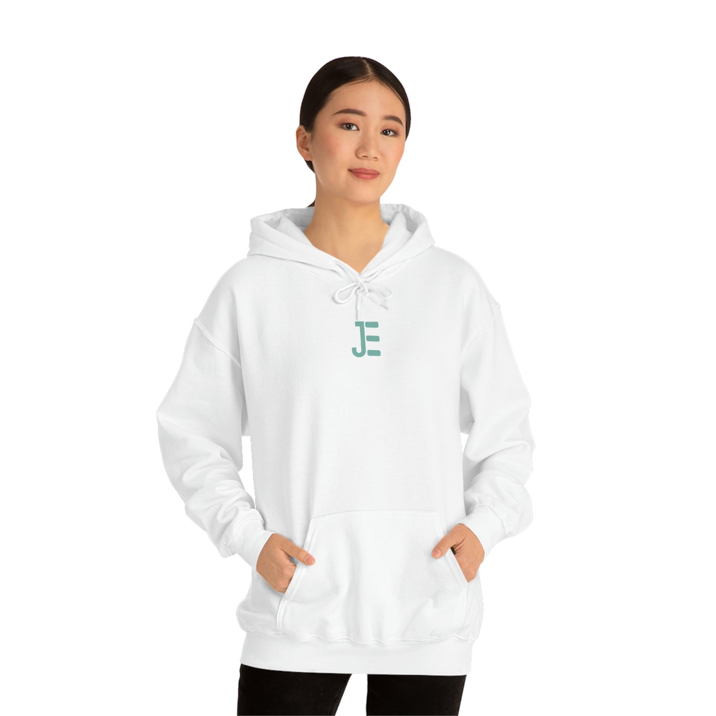 Front JE Green Letter Logo Hooded Sweatshirt