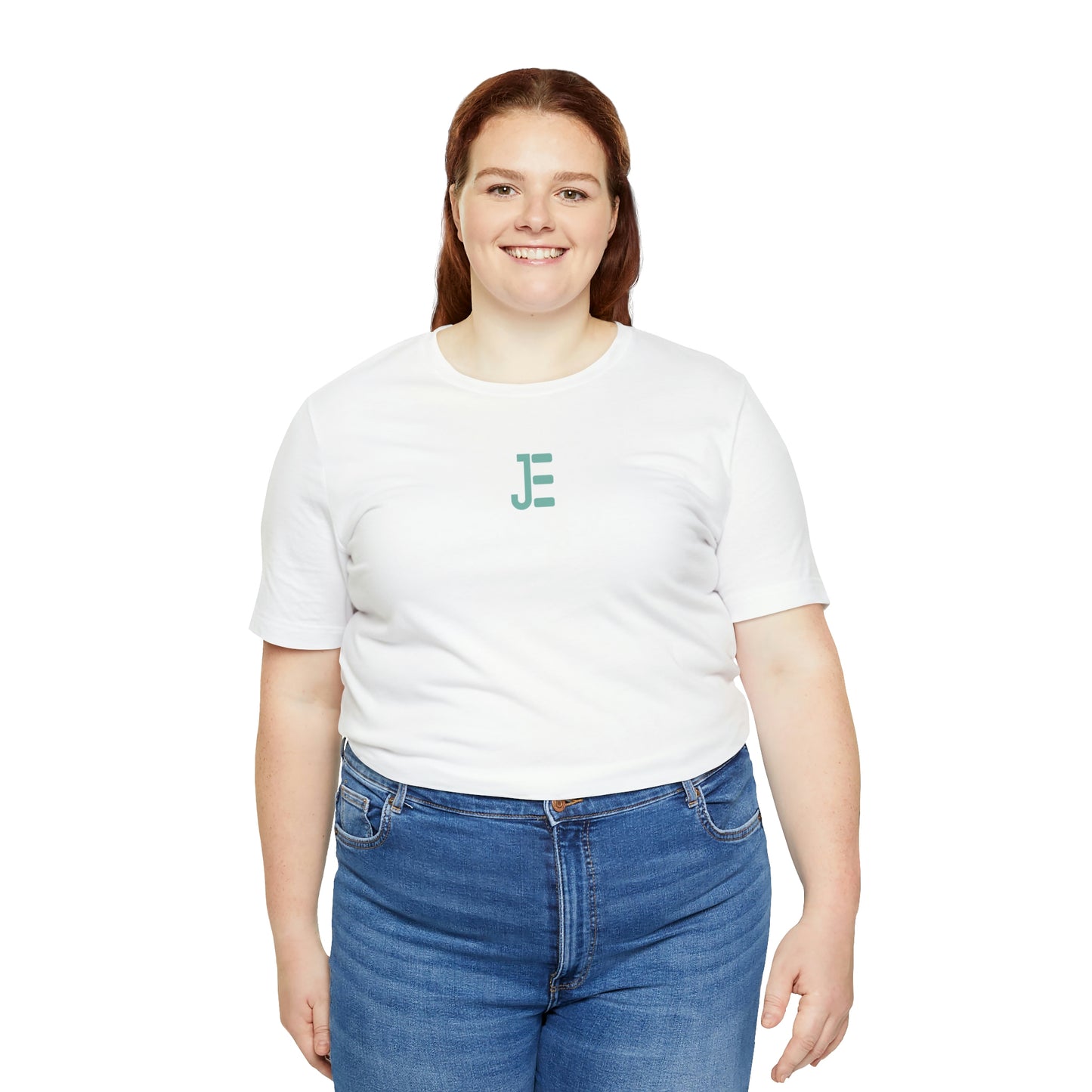 Front JE Green Letter Logo Short Sleeve Tee