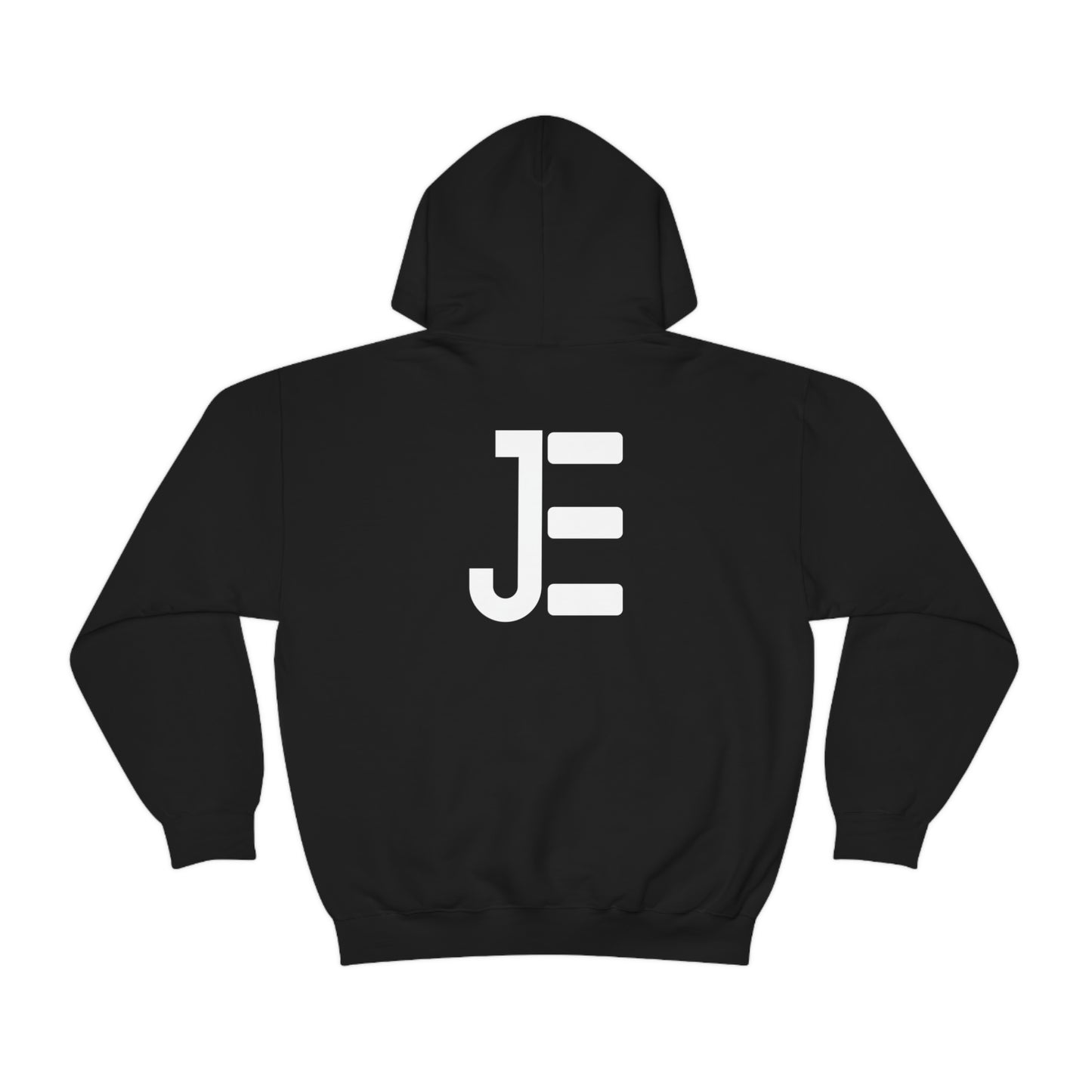 Front / Back JE Letter Logo Black Hooded Sweatshirt