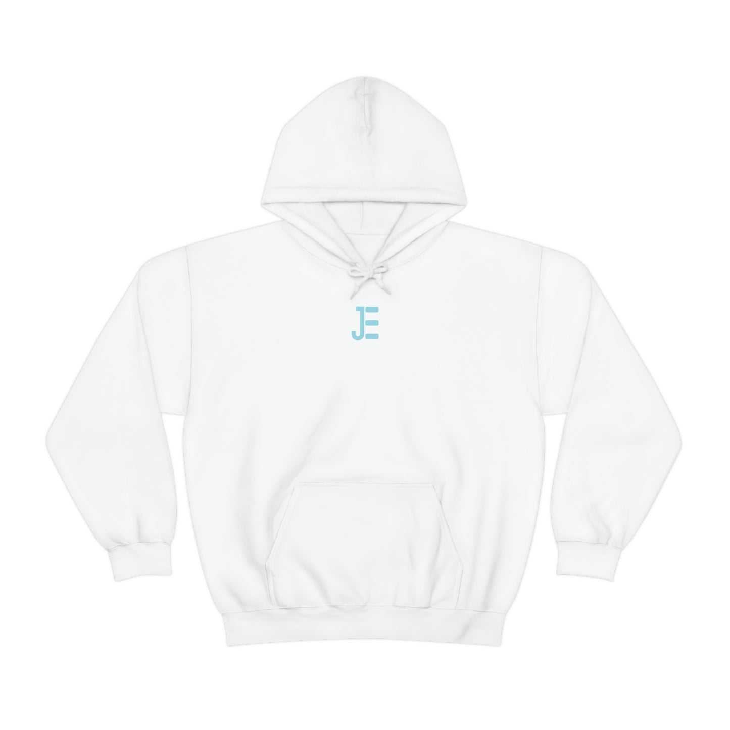 Front JE Blue Letter Logo Hooded Sweatshirt