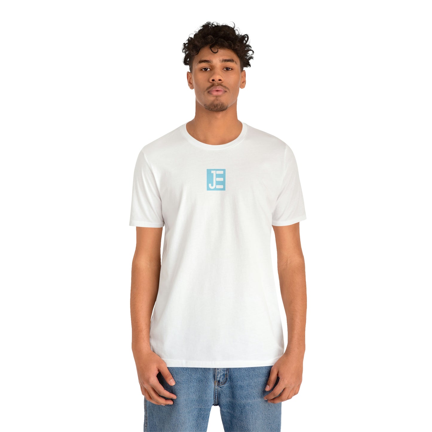 Front JE Blue Logo Short Sleeve Tee