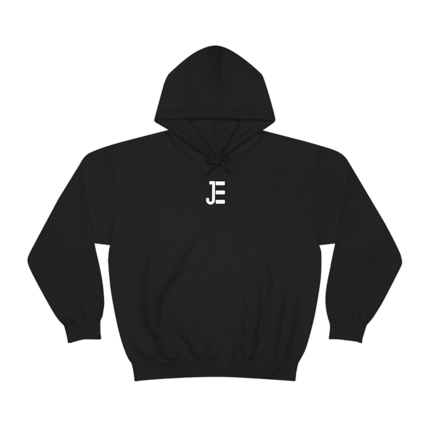 Front / Back JE Letter Logo Black Hooded Sweatshirt