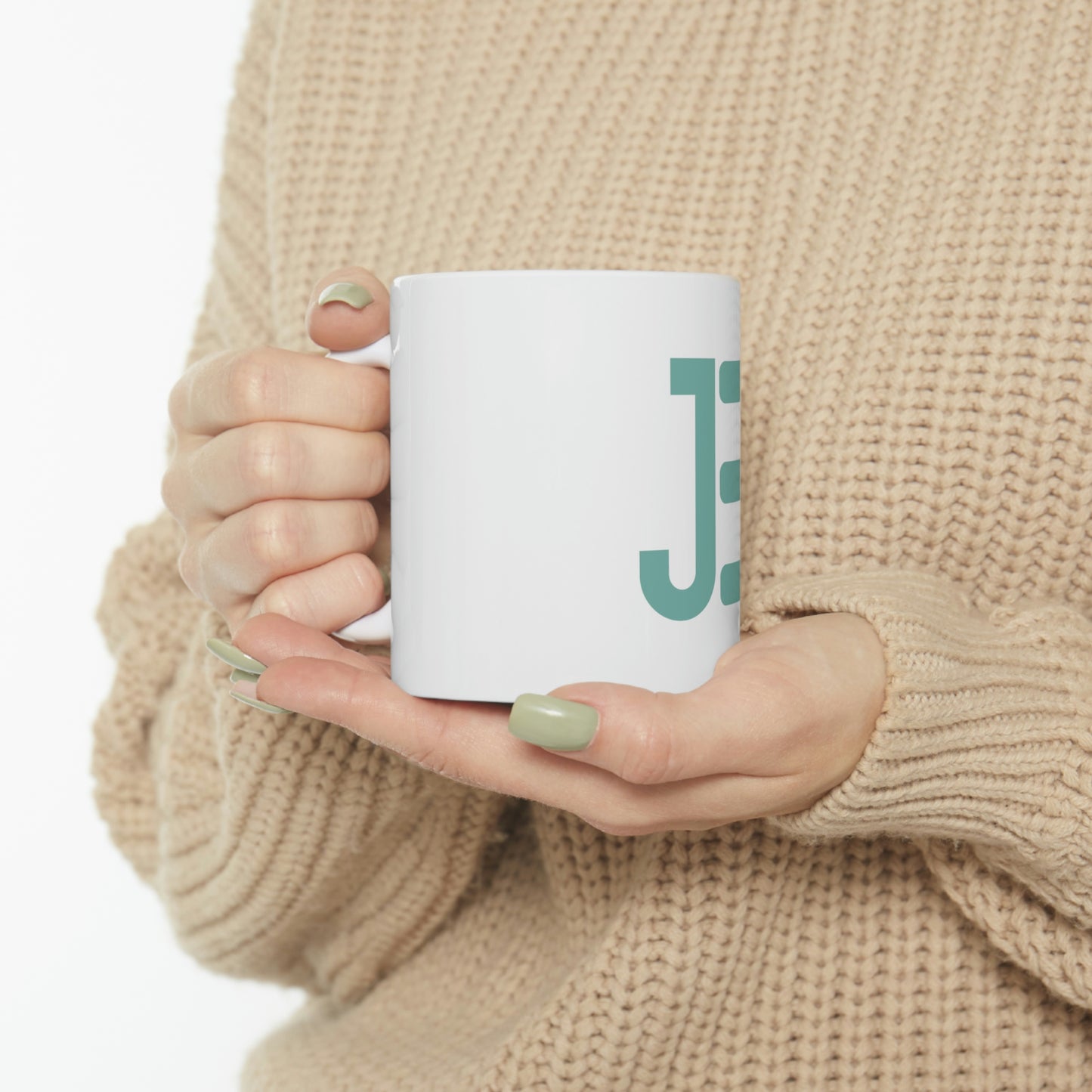 JE Green Letter Logo Mug